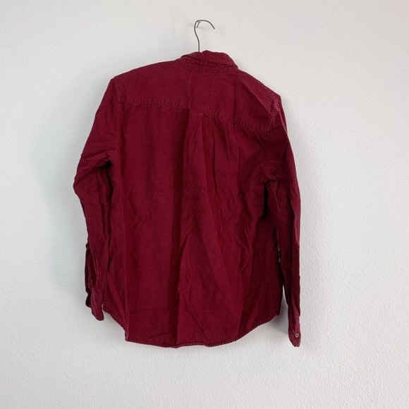 ST Johns Bay SJB Maroon Solid Flannel Button Down Long Sleeve Shirt Medium - Picture 7 of 7